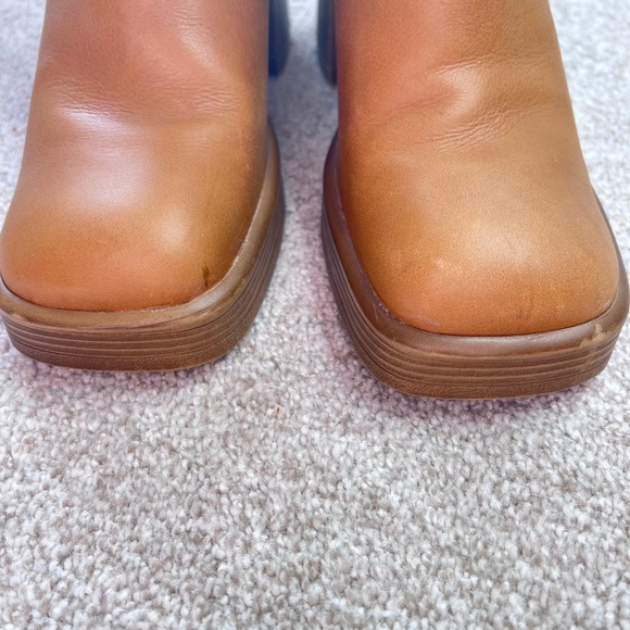 Vintage Y2K Steve Madden Leather Tan Chunky Heel Boots Bratz 10 - Picture 2 of 6
